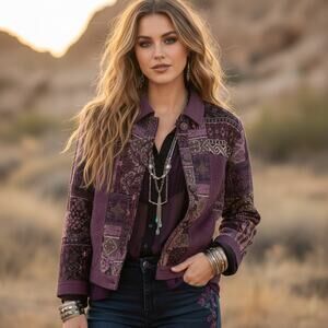 Y2K Breckenridge Tapestry Jacket Petite Large Maximalist Button Front